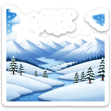 painting with snowing landscape sticker