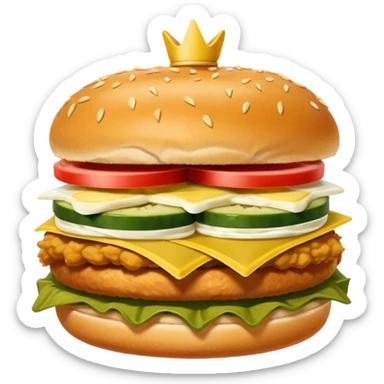 chicken sandwich with pickles and mayo on a seedless bun sticker