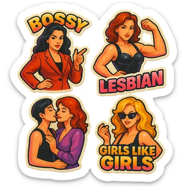 lesbian sticker pack - women who made it for women who love women - bossy dominative style, flirtatious sticker