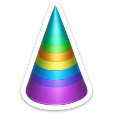 a stele with a cone-shaped gray high roof around which a huge rainbow ring turns, the ring itself inside the cone-shaped roof sticker