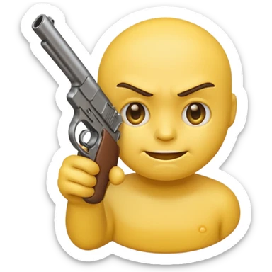 yellow emoji with a serious face holding a gun sticker
