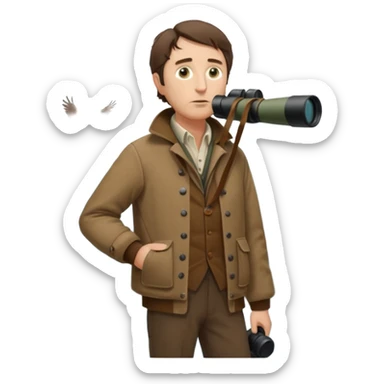 henry David thoreau full body looking up  birdwatching with binoculars sticker