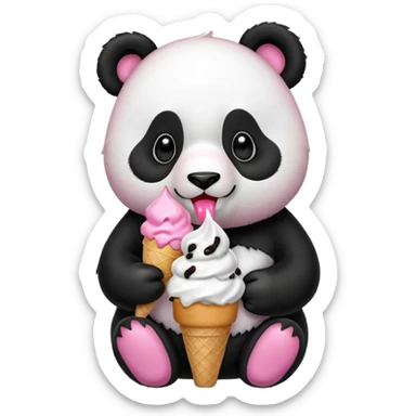 Panda eating ice cream sticker