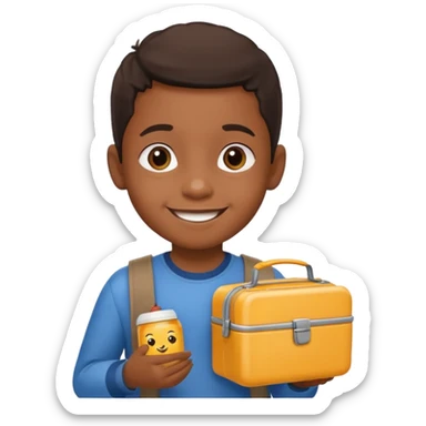 black child with lunchbox sticker