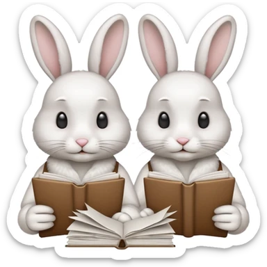 two rabbits working on research sticker