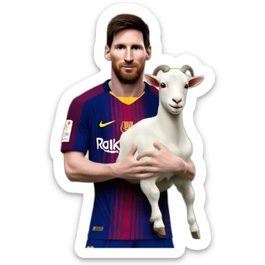 lionel messi with a goat sticker