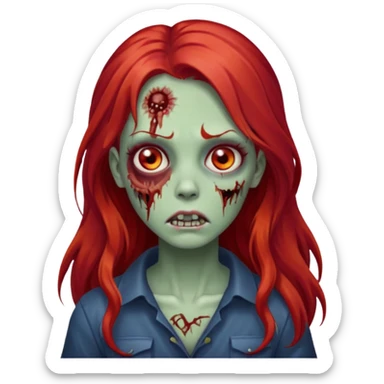 garota zumbi com o cabelo vermelho longo  sticker