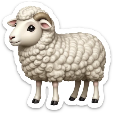 cinematic-[sheep]-realistic-full-body-standing-emoji,-tail-flicking-lazily,-head-tilted-dramatically,-curly-[white]-fur,-simplified-yet-realistic-focused-features,-highly-detailed,-glowing-with-an-almost-sarcastic-glow sticker
