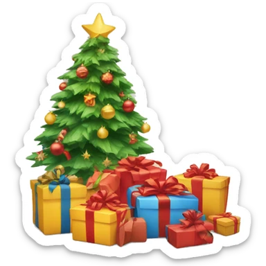 christmas presents under tree sticker