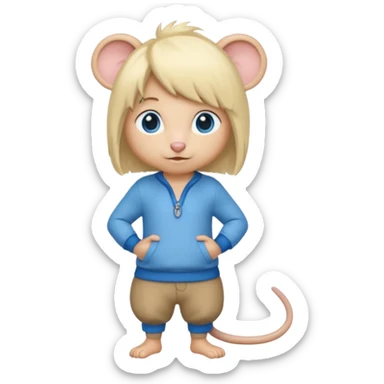 Rat with a blonde wig and blue eyes sticker