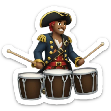 clean shaven pirate playing drums sticker