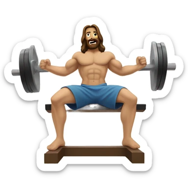 Jesus bench pressing  sticker