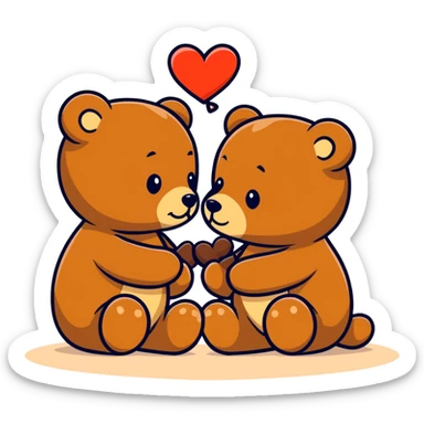 To brown teddy bears kissing  sticker
