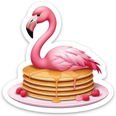 flamingo with a pancake sticker