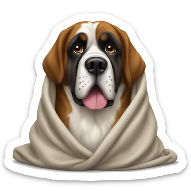 A Saint Bernard under a blanket sticker