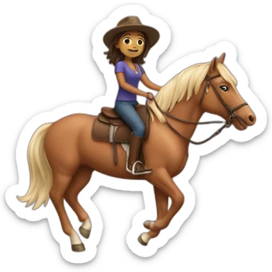 A girl rides a horse sticker