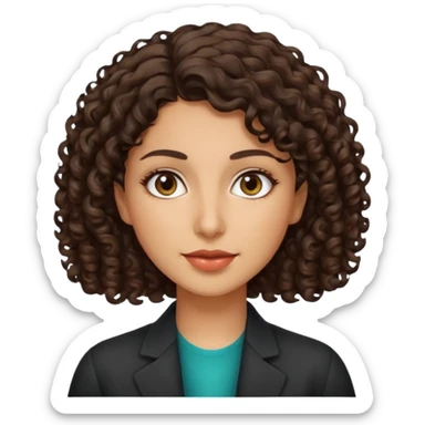 30 yr iranian woman dark brown hair curly wavy short hair sticker