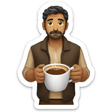 sad tukrish man with coffee in his hands sticker