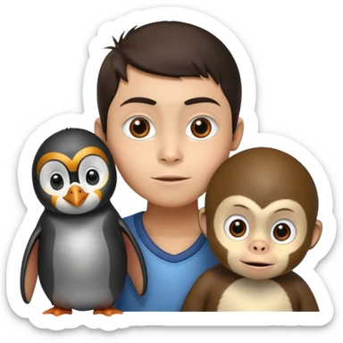 Penguin et singe a un enfant qui a 20 sticker
