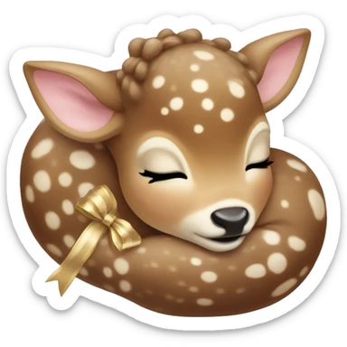 Baby deer with bows curled up sleeping  sticker
