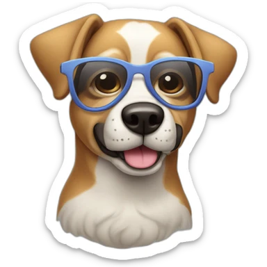 Un perro con gafas llamando por celular sticker