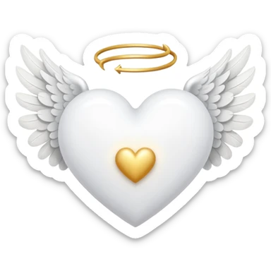 white heart with angel wings sticker