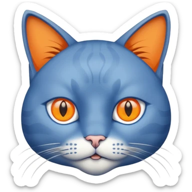 Cat with no ears head blue body blue with gadget sticker