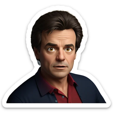 male in red shirt indoors sticker