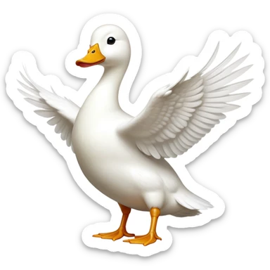 cinematic-[white duck]-realistic-full-body-perched-emoji,-wings-tucked-neatly,-head-tilted-dramatically,-sleek-[white]-feathers,-simplified-yet-realistic-focused-features,-highly-detailed,-glowing-with-an-almost-sarcastic-glow sticker