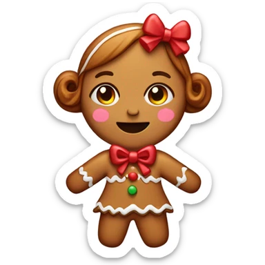 Gingerbread girl with a bow on top  sticker