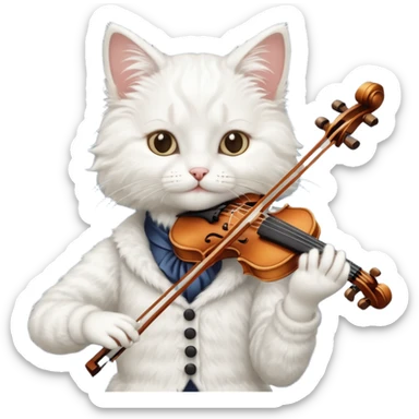 white cat play violin sticker
