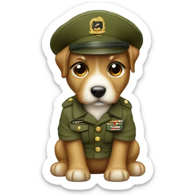 cute puppy in a military uniform sticker