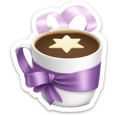 Cute Christmas coffe cup with a lilac ribbon sticker