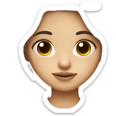 A girl with brown hair with dark gray highlights, fair skin, long, soft, beautiful hair, soft lips, brown eyes, drinking coffee, and a small nose. sticker