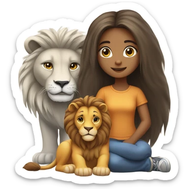 girl with lion  sticker