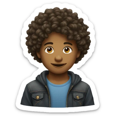 enfant garçon métisse cheveux bouclés sticker