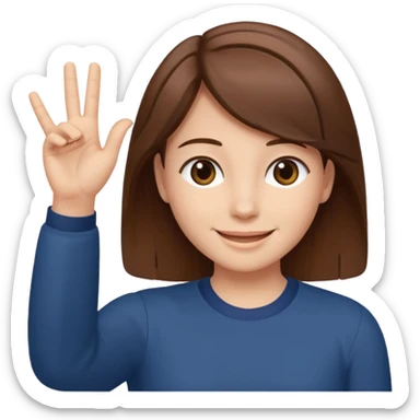 Mach mir einen Tyoen mit braunen haaren der mit seiner linken hand zur seite zeigt sticker