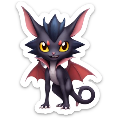  Kawaii Cute Cool Edgy Vampiric Beautiful Noivern-Nargacuga-Litten with big Bat Ears full body sticker