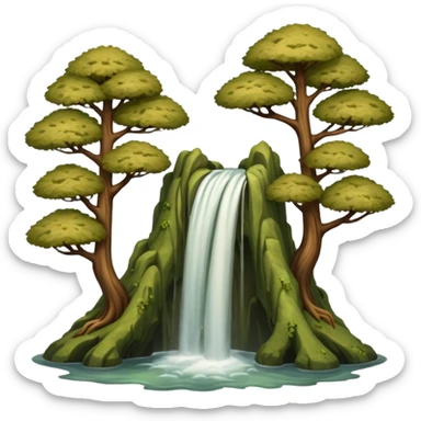brown trees waterfall sticker