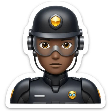 black half robot cop sticker