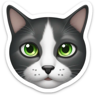 black and white cat and green eyes sticker
