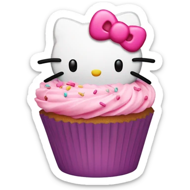 Hello kitty cupcake with pink frosting and sprinkles  sticker