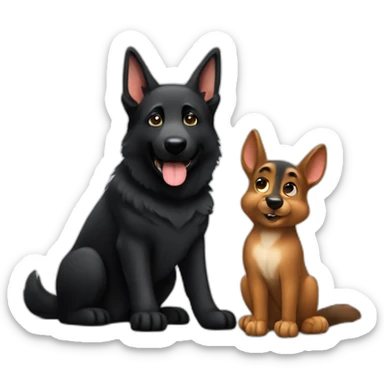 All black German shepherd with squirrel sticker
