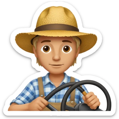 GRANJERO MANEJANDO AUTO sticker