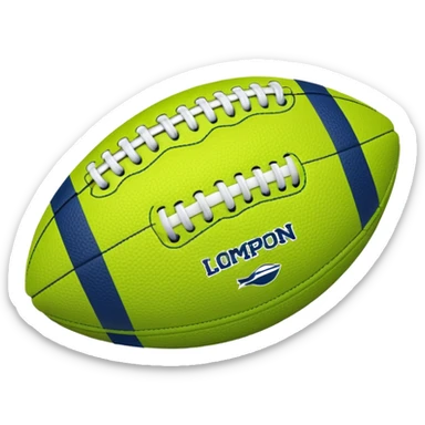 lime green colored american football with navy-blue stitching and gray stripes sticker