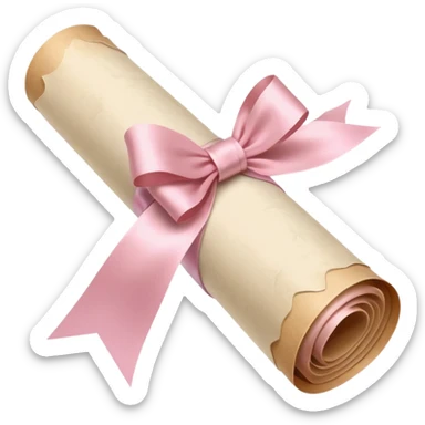 rolled up diploma tied with a light pink bow sticker