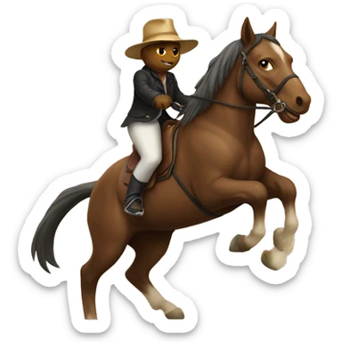 cat riding a horse sticker