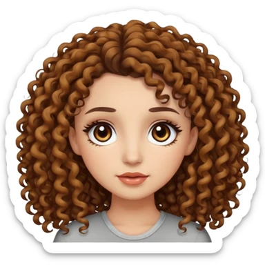 curly hair dark brown eyes and long lashes with and light  skin sticker