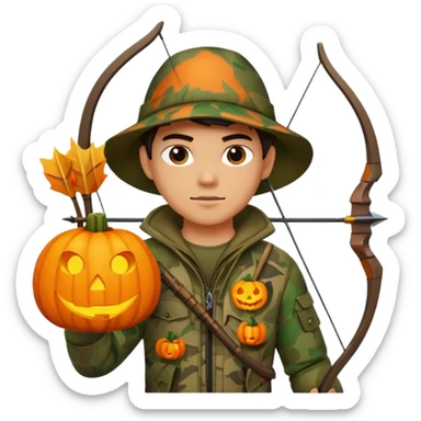 Hunter With Jack o Lantern, with bow and arrow sticker