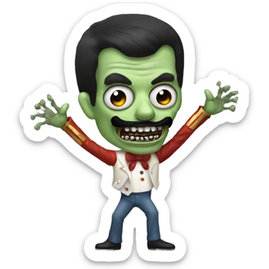 freddie mercury zombie with moustache dancing sticker